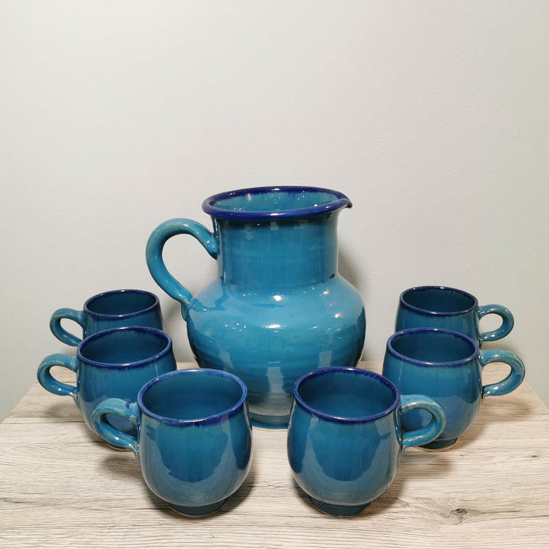 ست 7 تکه پارچ و لیوان سفالی مدل سنتی کد 101