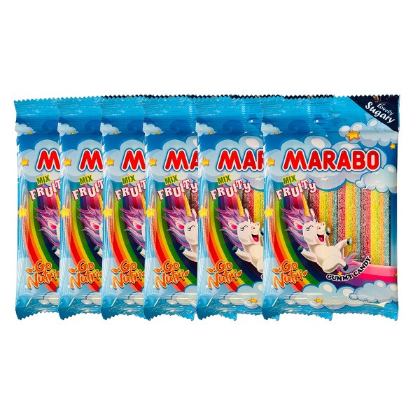 پاستیل نواری رنگین کمانی مارابو - 100 گرم بسته 6 عددی