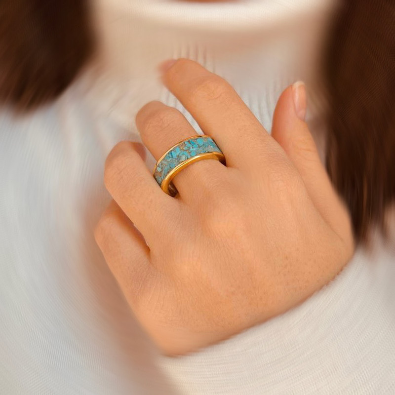 انگشتر زنانه مدل فیروزه طبیعی نیشابور