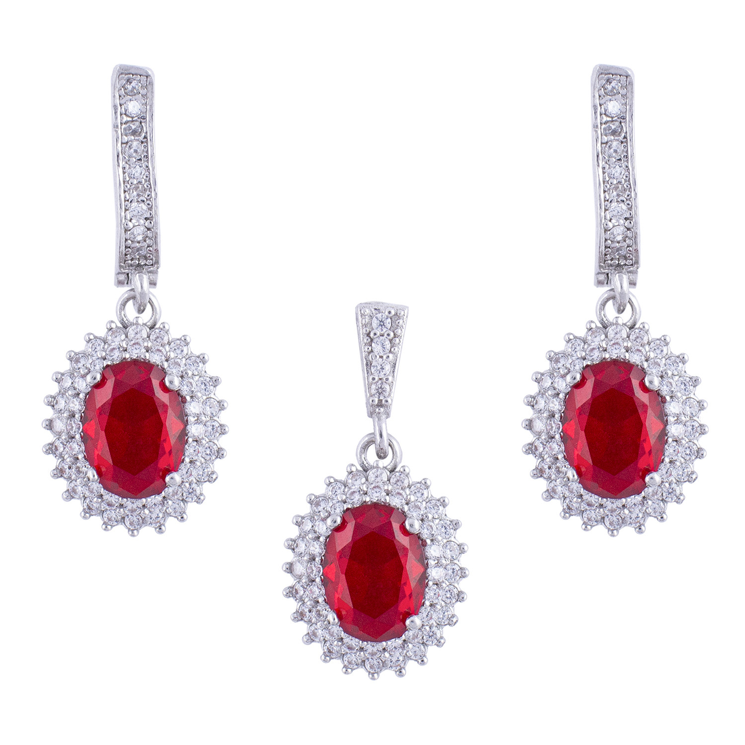 نیم ست نقره زنانه مدل یاقوت AMT-N166 نیم ست نقره زنانه مدل یاقوت AMT-N166