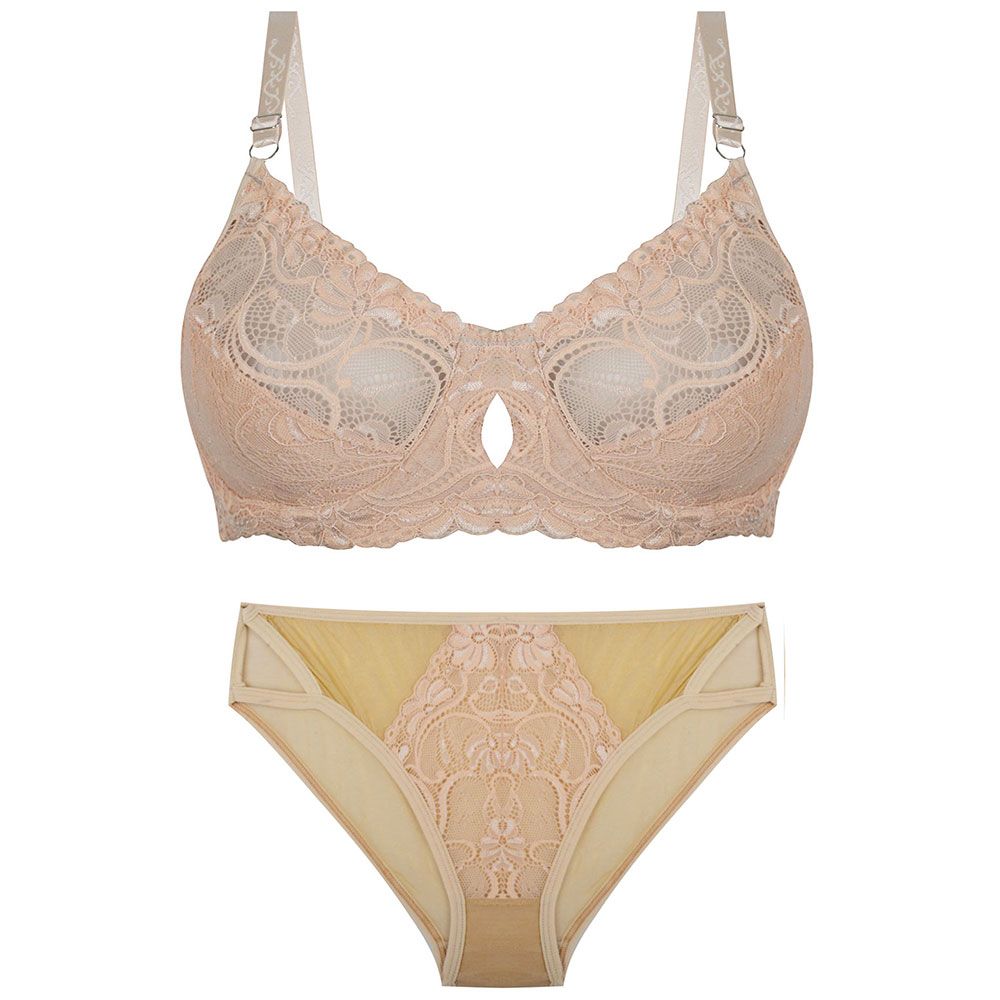 ست شورت و سوتین زنانه پرجامدا مدل 340019209 دانتل رنگ کرم -  - 1