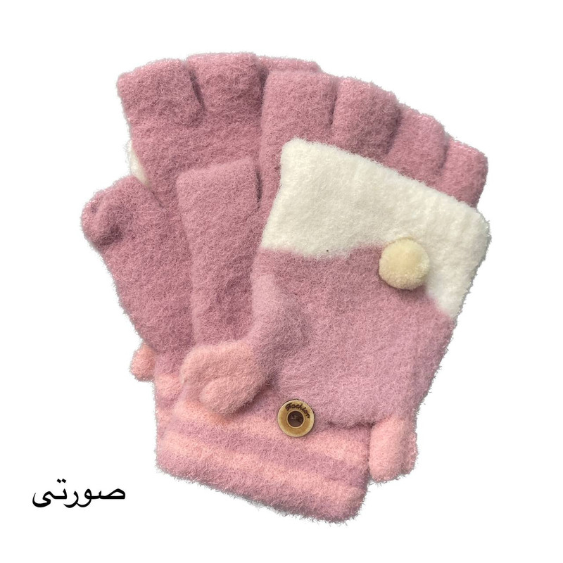 دستکش بافتنی بچگانه مدل نیم انگشت گوزنی 02 دستکش بافتنی بچگانه مدل نیم انگشت گوزنی 02
