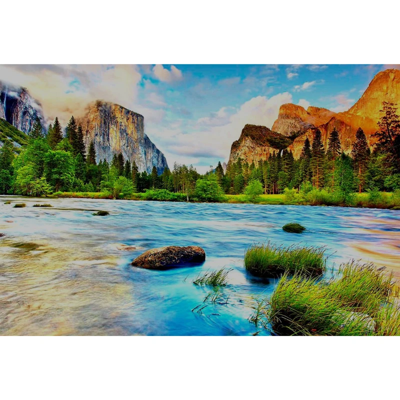 تابلو شاسی طرح رودخانه و کوه و درخت مدل T1741