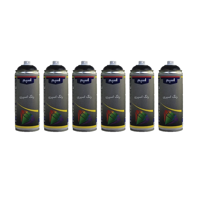 اسپری رنگ مشکی براق اسپم مدل spm2 حجم 400 میلی لیتر مجموعه 6 عددی