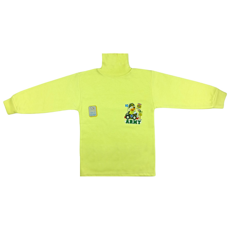 تی شرت یقه اسکی نوزادی مدل NI 79-80 رنگ سبز فسفری
