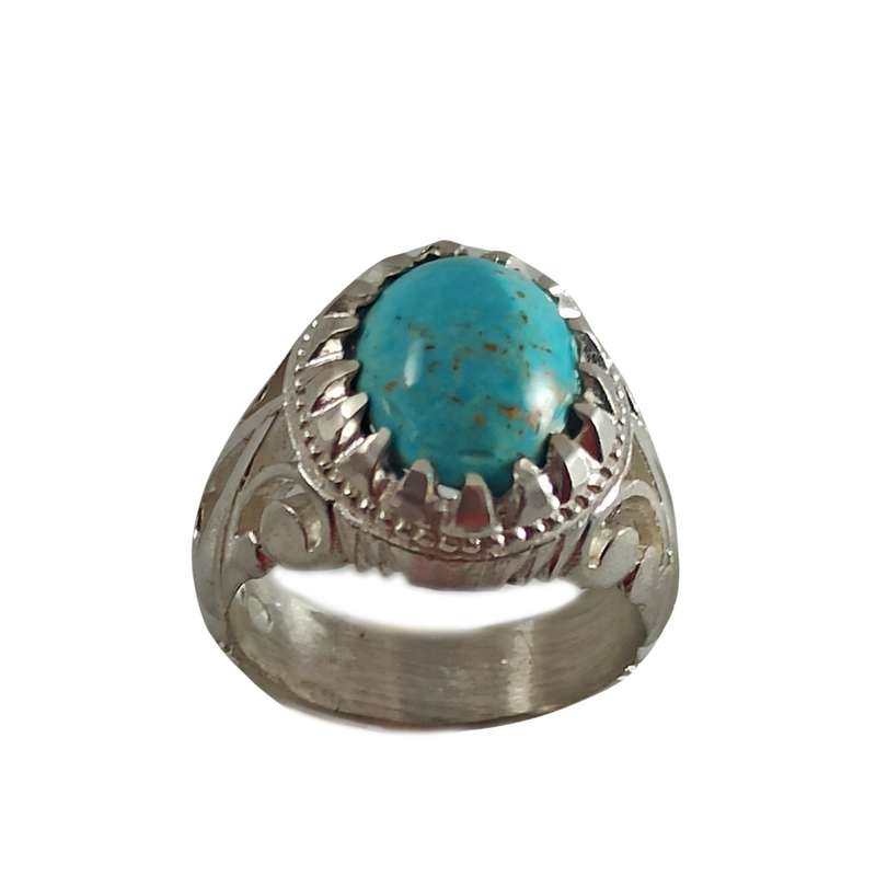 انگشتر نقره مردانه مدل فیروزه نیشابور کد DA6602