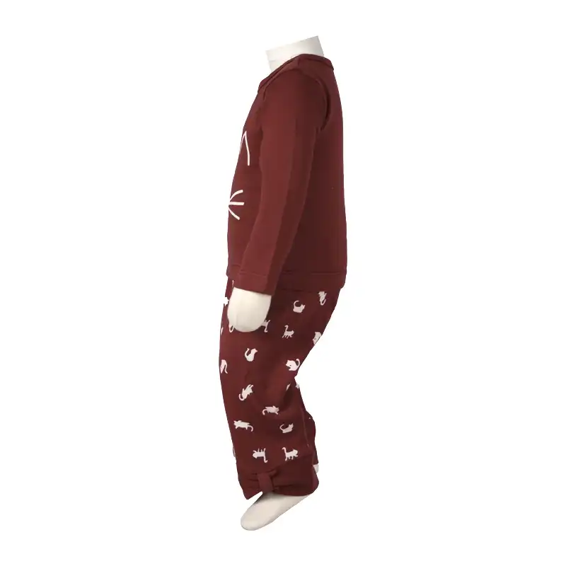 ست تی شرت آستین بلند و شلوار نوزادی آدمک کد 119932 رنگ زرشکی