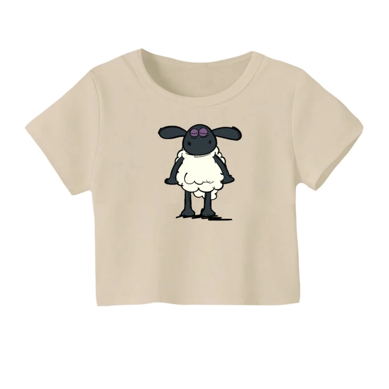 کراپ‌ تی‌شرت آستین کوتاه زنانه مدل بره ناقلا