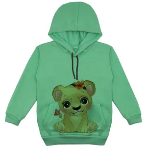 هودی دخترانه مدل بچه شیر F118 رنگ سبز