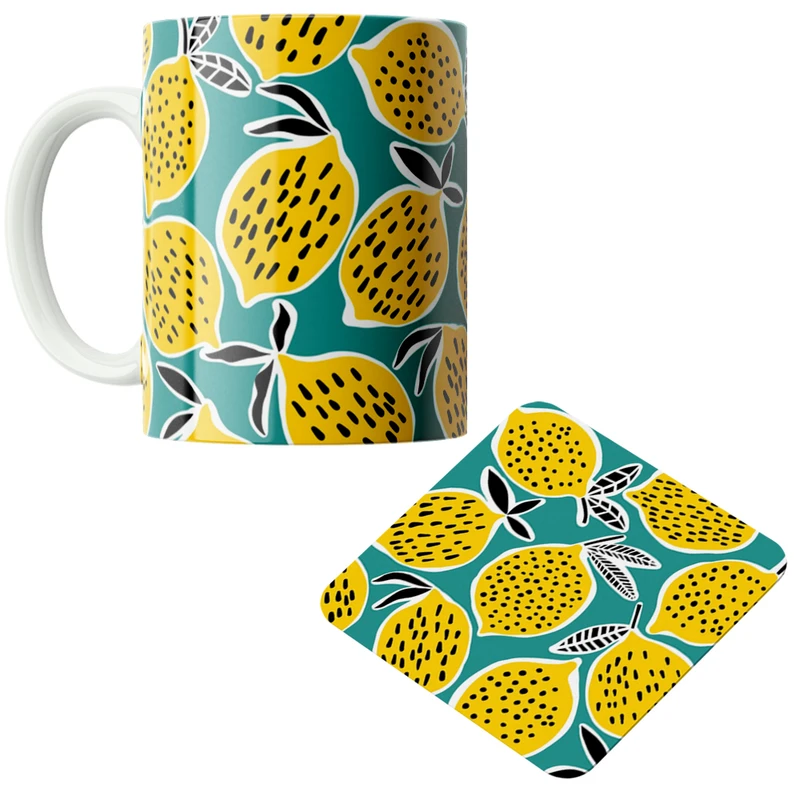 ماگ پاد آفرین مدل لیموی فانتزی کد DKC536 به همراه زیر لیوانی