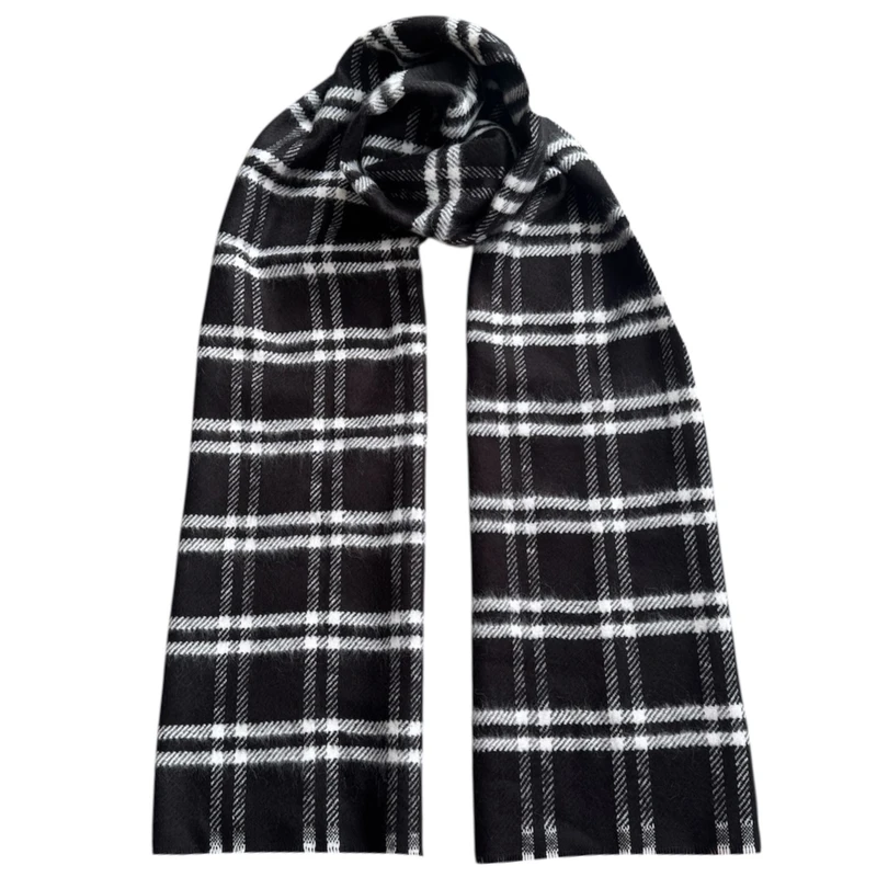 شال گردن زنانه مدل موهر چهارخانه راه راه پاییزی ریش ریشی