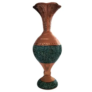 گلدان فیروزه کوبی مسی مدل آبتین