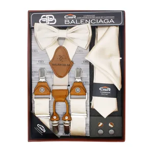 ست کراوات و پاپیون و ساسبند طرح دار مردانه سی اچ‌ آر کد MH090CM