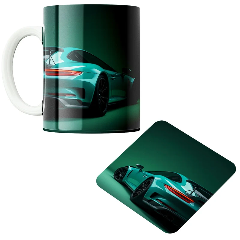 ماگ پادآفرین مدل ماشین کد 488 به همراه زیر لیوانی 