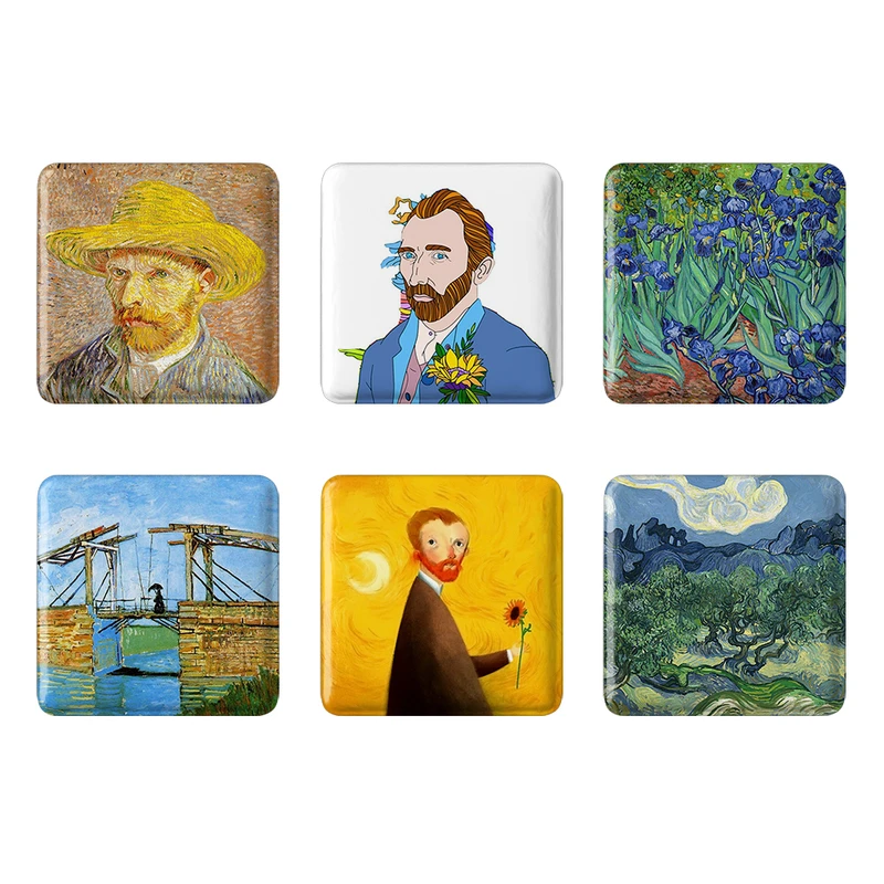 مگنت خندالو طرح ونسان ونگوگ Vincent vanGogh کد 1622A مجموعه 6 عددی