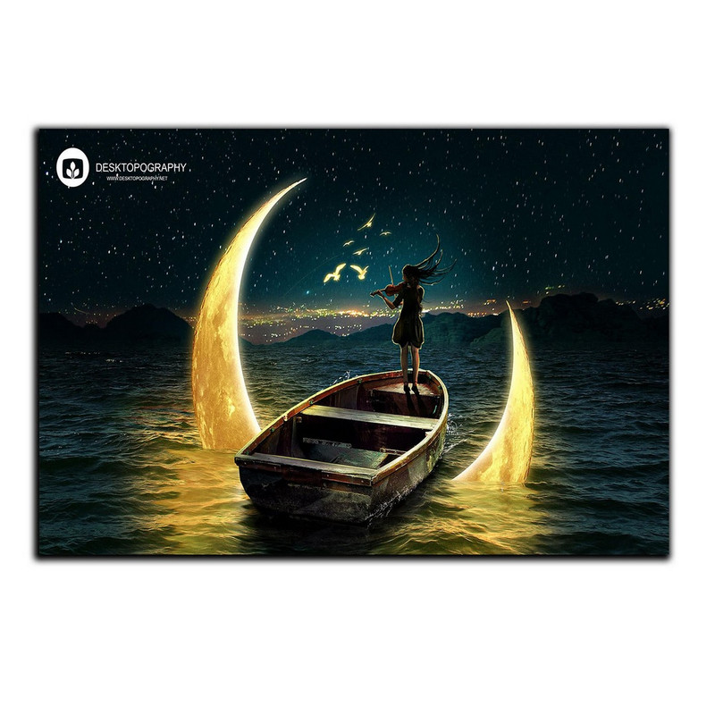 تابلو شاسی بکلیت طرح قایق و مهتاب مدل SH-S5041