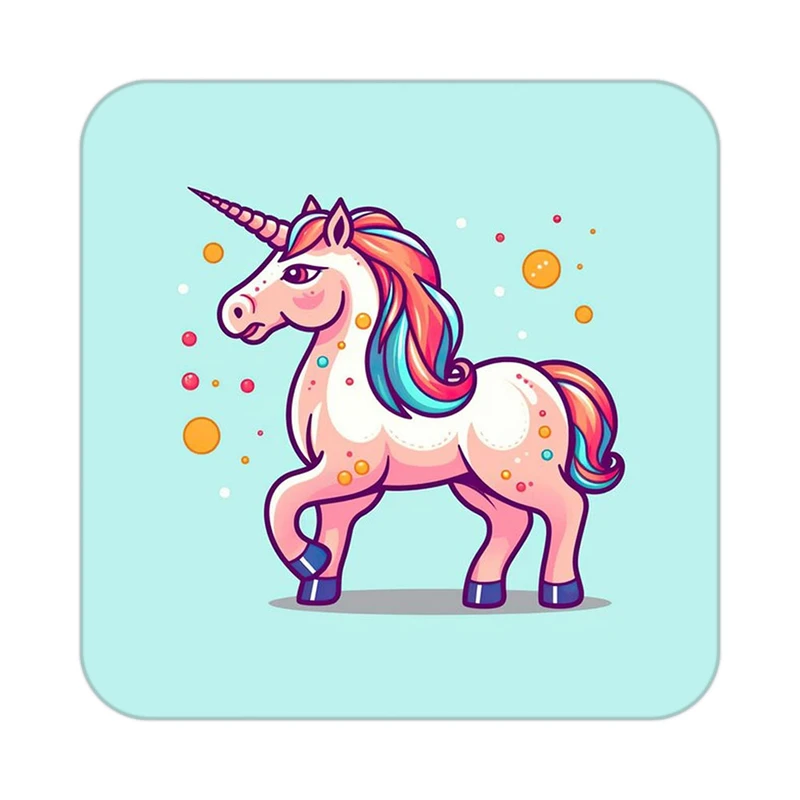 زیر لیوانی کاکتی طرح اسب تک شاخ و یونیکورن مدل mp30666