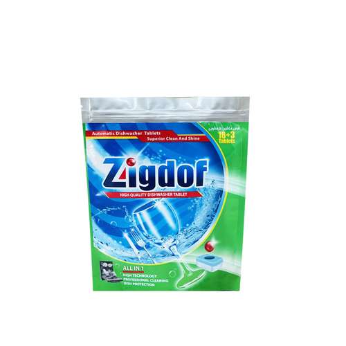 قرص ماشین ظرفشویی زیگدف مدل ALL IN ONE بسته 21 عددی