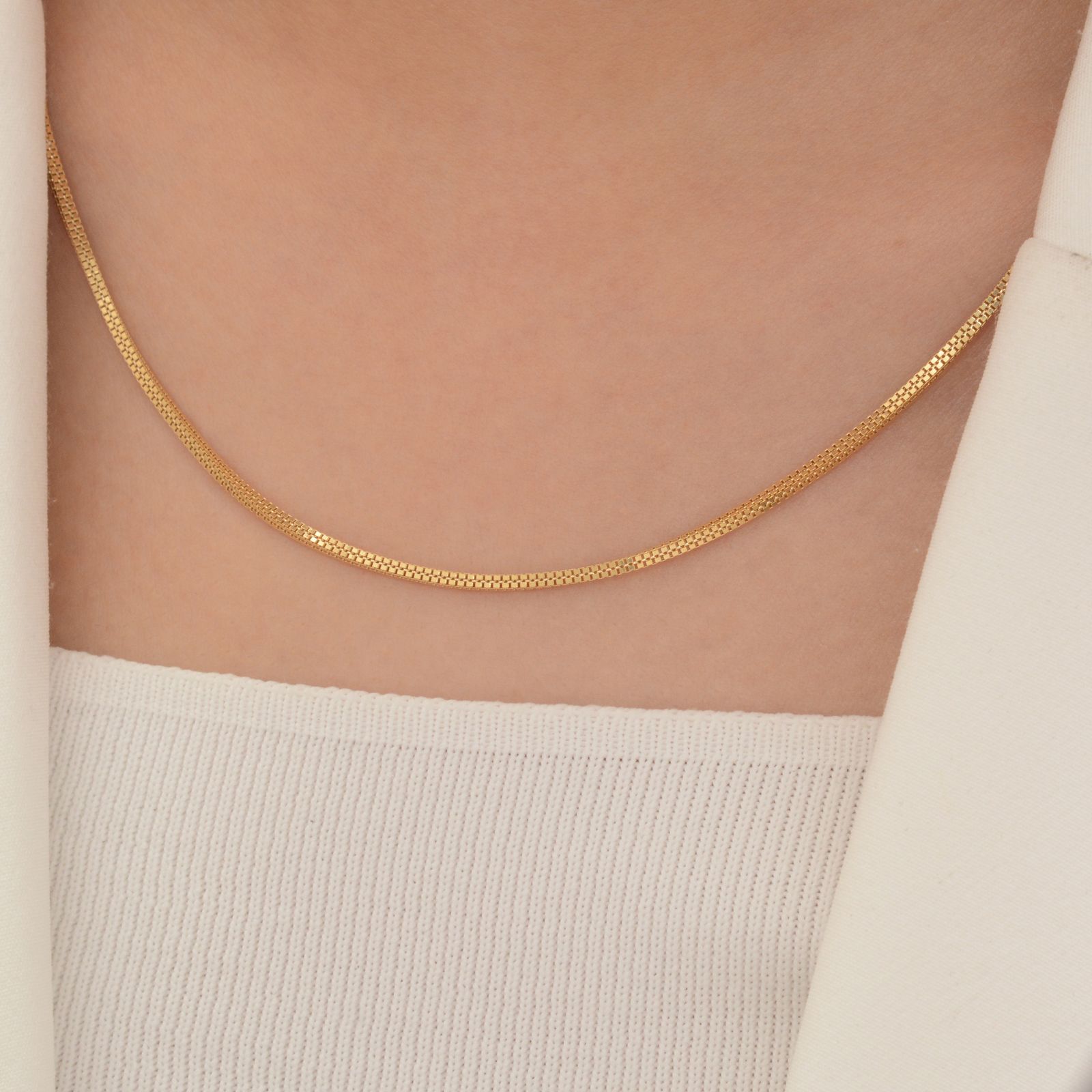 زنجیر طلا 18 عیار زنانه طلای مستجابی مدل ونیزی چهارگوش کد M50 -  - 3