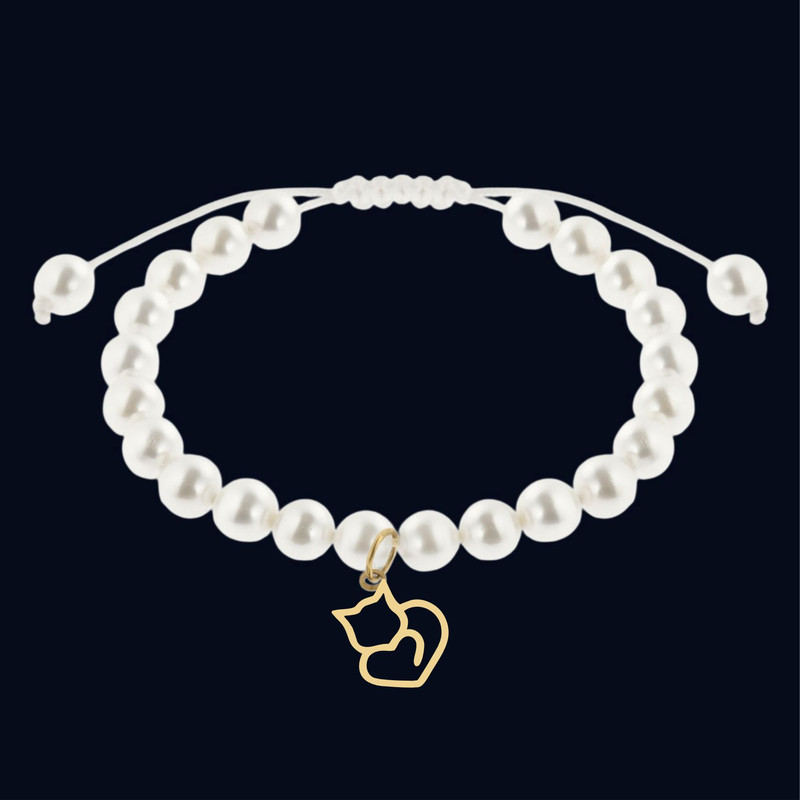 دستبند سنگ و طلا 18 عیار زنانه لیردا مدل گربه 10121