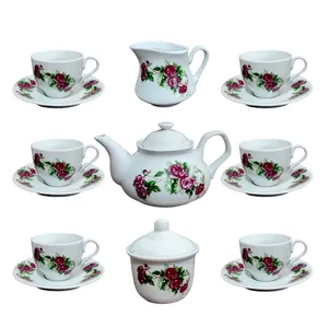 سرويس چای خوری 17 پارچه مرجان مدل گل سرخی  کد 7200510391