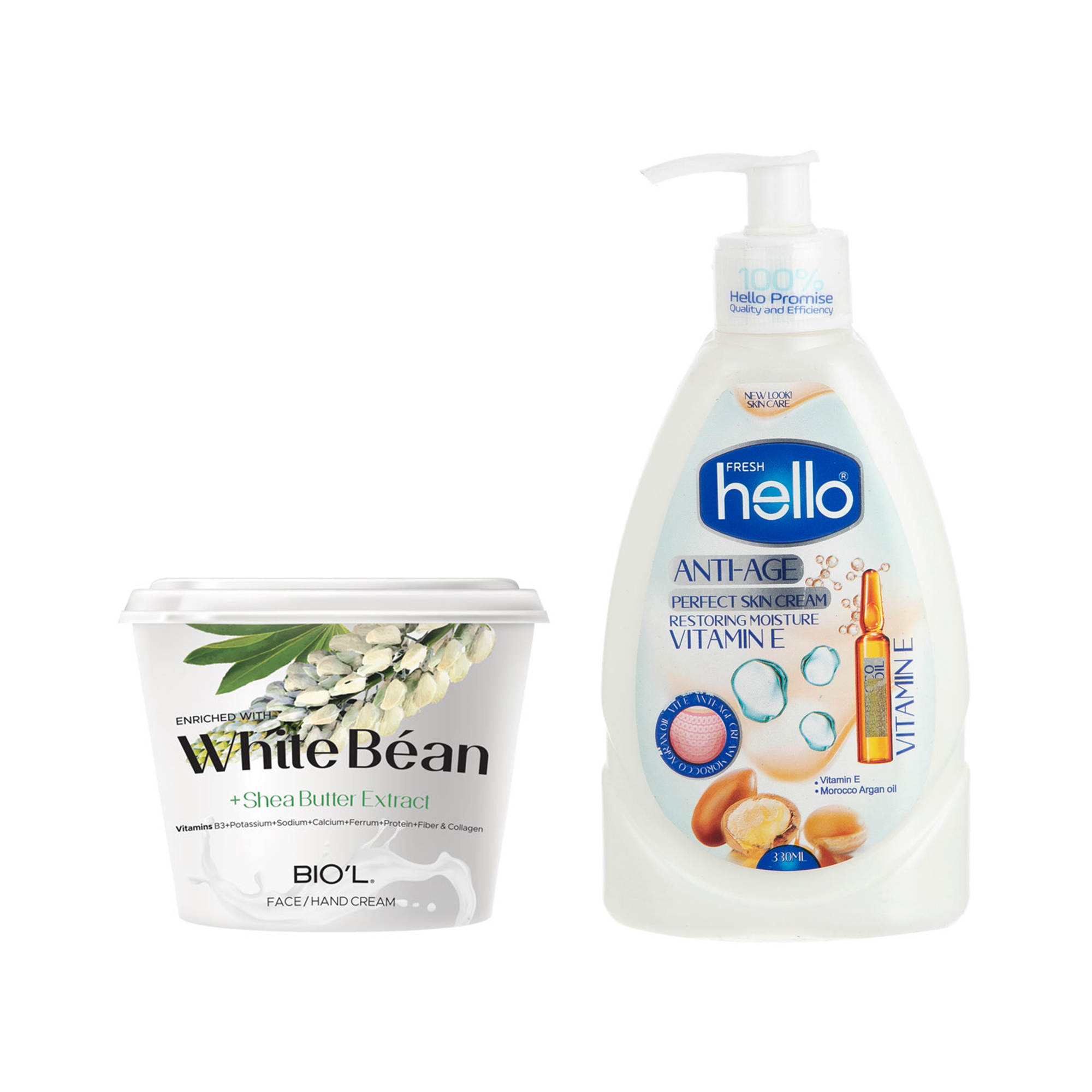 کرم مرطوب کننده هلو فرش مدل آرگان حجم 330 میلی لیتر به همراه کرم مرطوب کننده بیول مدل White Bean حجم 250 میلی لیتر 