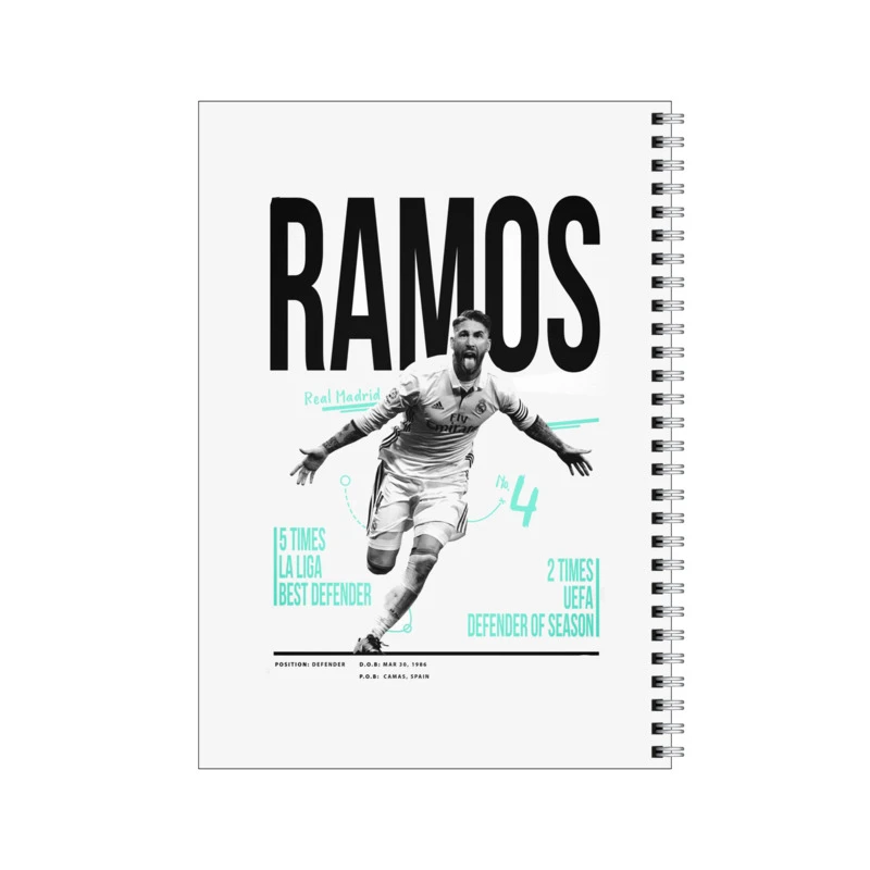 دفتر مشق 80 برگ بامبیلیپ طرح فوتبالبیست راموس  کد 0988416