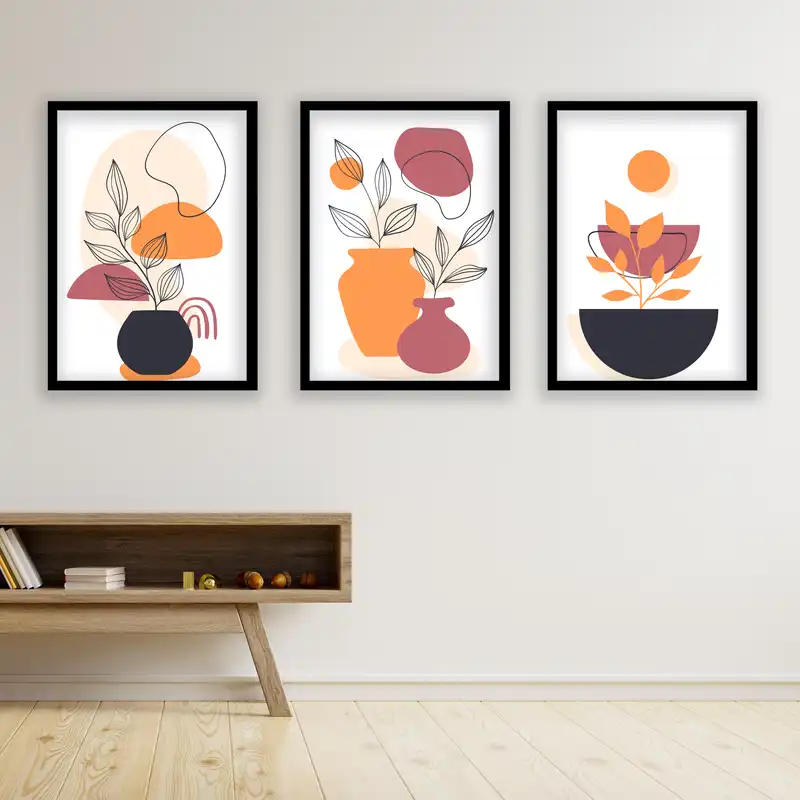 تابلو مدل مینیمال دکوراتیو کد LA-G30150 مجموعه 3 عددی