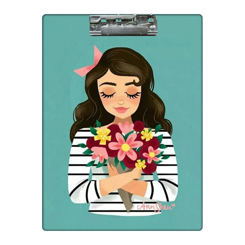 تخته شاسی طرح دختر و دست گل کد  7683298 سایز A4