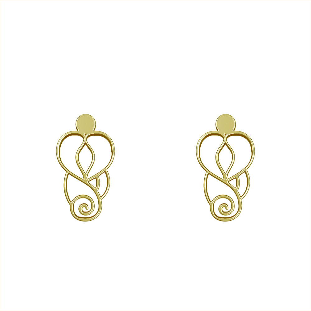 گوشواره طلا 18 عیار زنانه مدوپد مدل هندسی کد GA1-10221