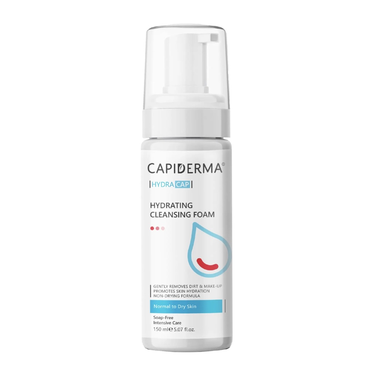 فوم شست‌وشوی  صورت کپیدرما مدل HydraCap مناسب برای پوست خشک حجم 150 میلی لیتر