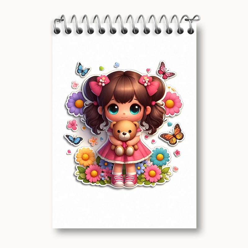 دفتر یادداشت 50 برگ خندالو طرح دخترانه کیوت کد N5778