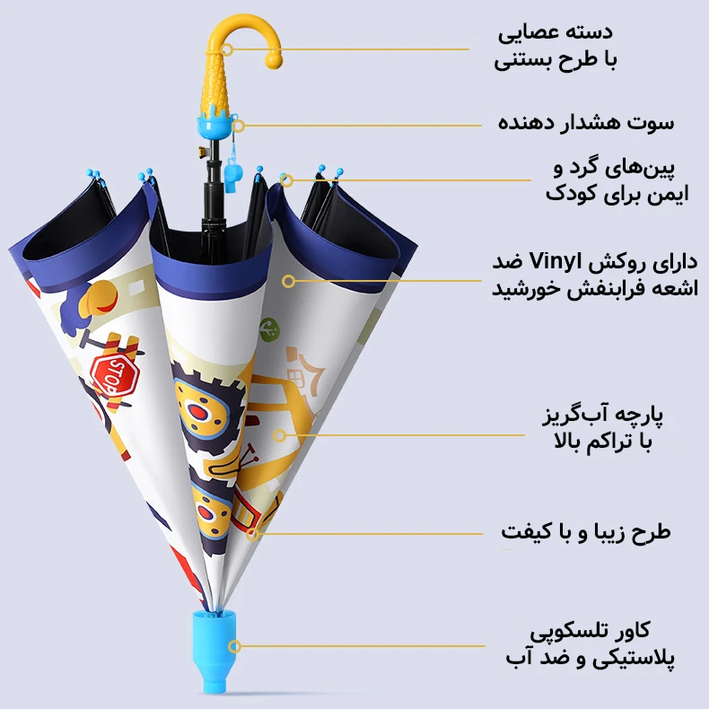 عکس شماره 3 : چتر بچگانه 8 پره مدل construction قطر 88 سانتی-متر