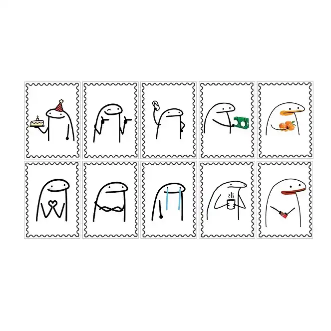 برچسب مدل تمبر فانتزی طرح استیکر میقولی مجموعه 10 عددی