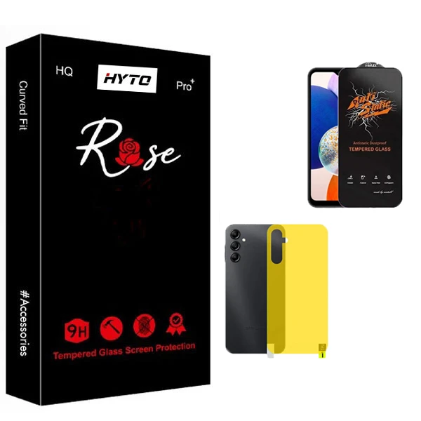 محافظ صفحه نمایش هیتو مدل Rose Antistatic Glavers مناسب برای گوشی موبایل سامسونگ Galaxy A14 به همراه محافظ پشت گوشی