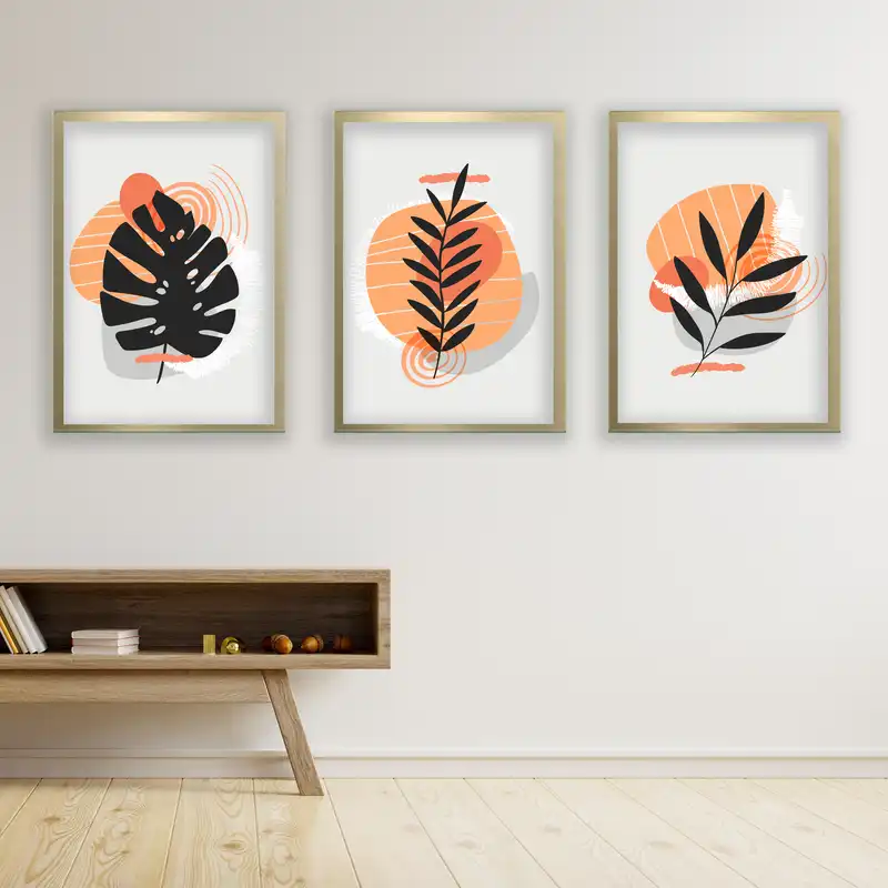 تابلو مدل مینیمال دکوراتیو کد LA-G3070 مجموعه 3 عددی