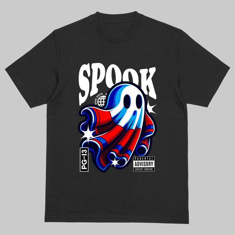 تی‌شرت آستین کوتاه زنانه مدل باکسی طرح spook