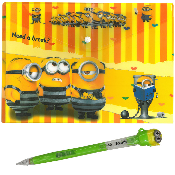 پوشه دکمه دار طرح مینیون کد m5 به همراه مداد نوکی 0.5 میلی متری پوشه دکمه دار طرح مینیون کد m5 به همراه مداد نوکی 0.5 میلی متری