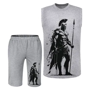 ست تاپ و شلوارک مردانه مدل جنگ جو A489 رنگ طوسی