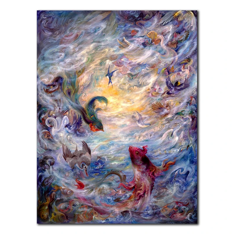 تابلو بوم طرح ماهی ها و پرندگان