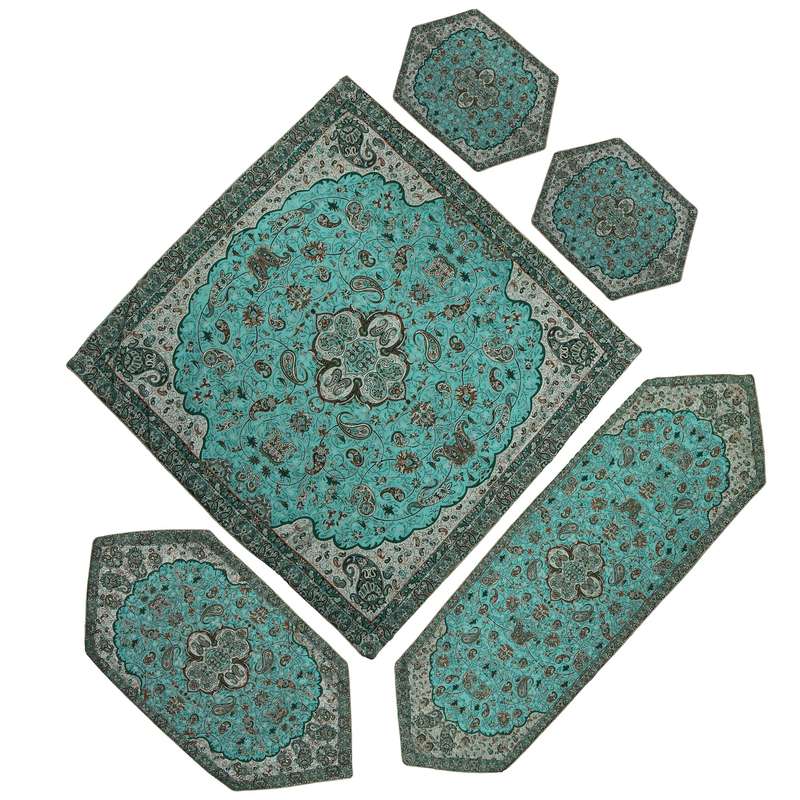 ست 5 تیکه رومیزی ترمه طرح شاه عباسی