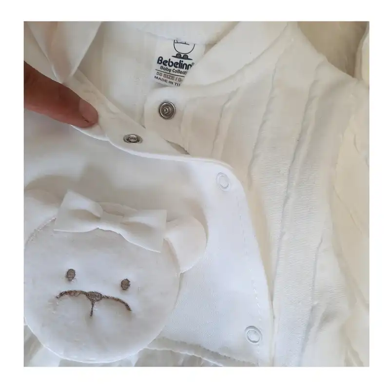 ست سرهمی و کلاه نوزادی ببلینا مدل خرسی کد sh28