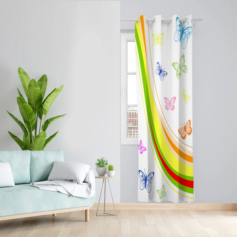 پرده طرح رنگین کمان مدل مخمل پانچی کد 4852 z سایز 140x200 سانتی متر