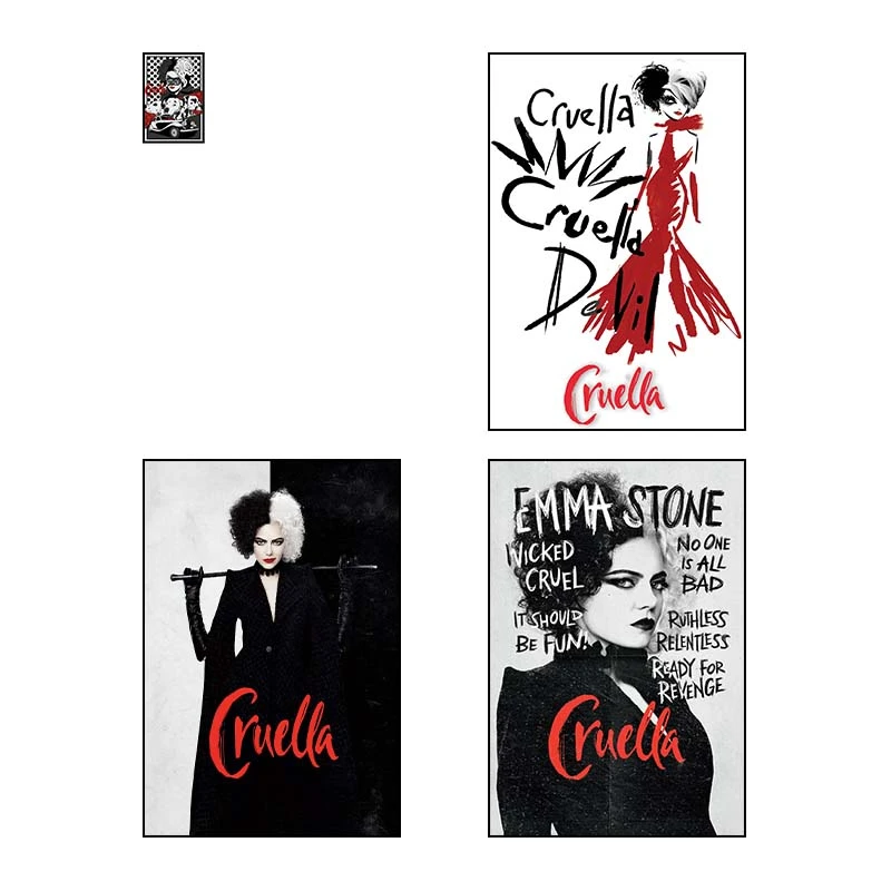 تابلو شاسي کارنيکا طرح کروئلا Cruella کد 80140 مجموعه 4 عددی