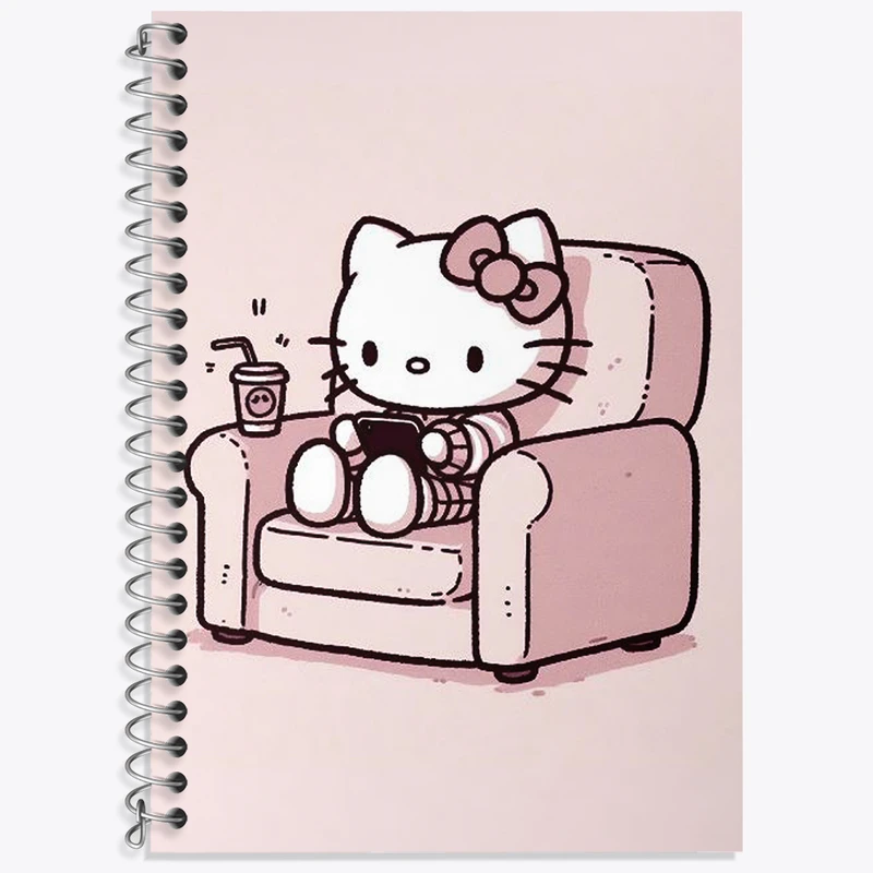 دفتر زبان 50 برگ خندالو مدل دو خط طرح هلو کیتی (Hello Kitty) کد N1843