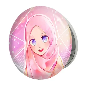 آینه جیبی خندالو طرح دخترانه باحجاب مدل تاشو کد 26003 