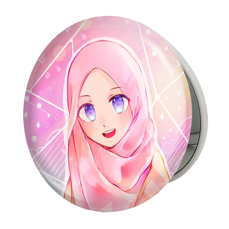 آینه جیبی خندالو طرح دخترانه باحجاب مدل تاشو کد 26003 