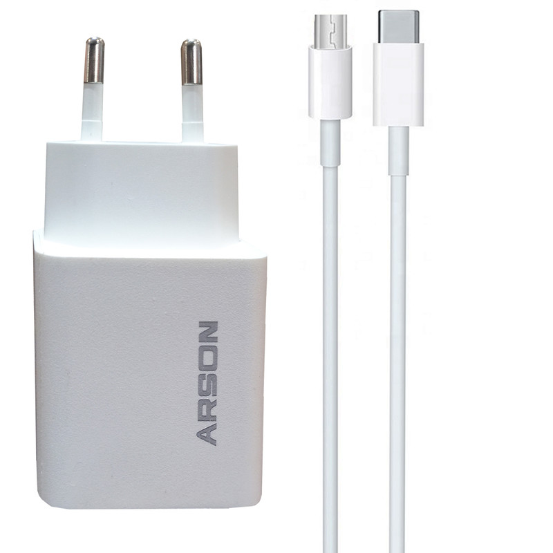 شارژر دیواری آرسون مدل AN-W20W به همراه کابل تبدیل MicroUSB