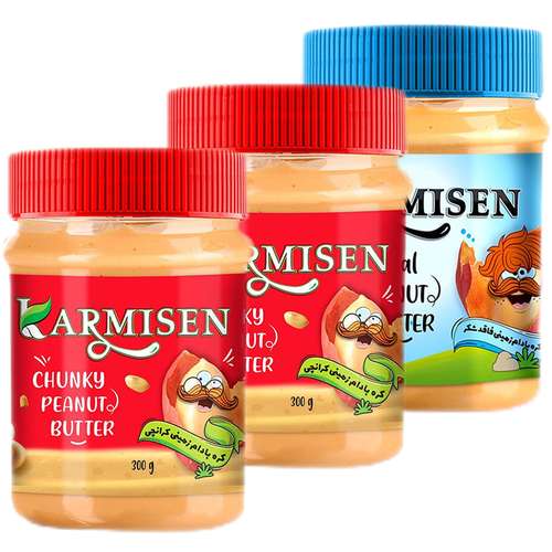 کره بادام زمینی کرانچی و رژيمي بدون شكر کارمیسن _ 300 گرم مجموعه 3 عددی