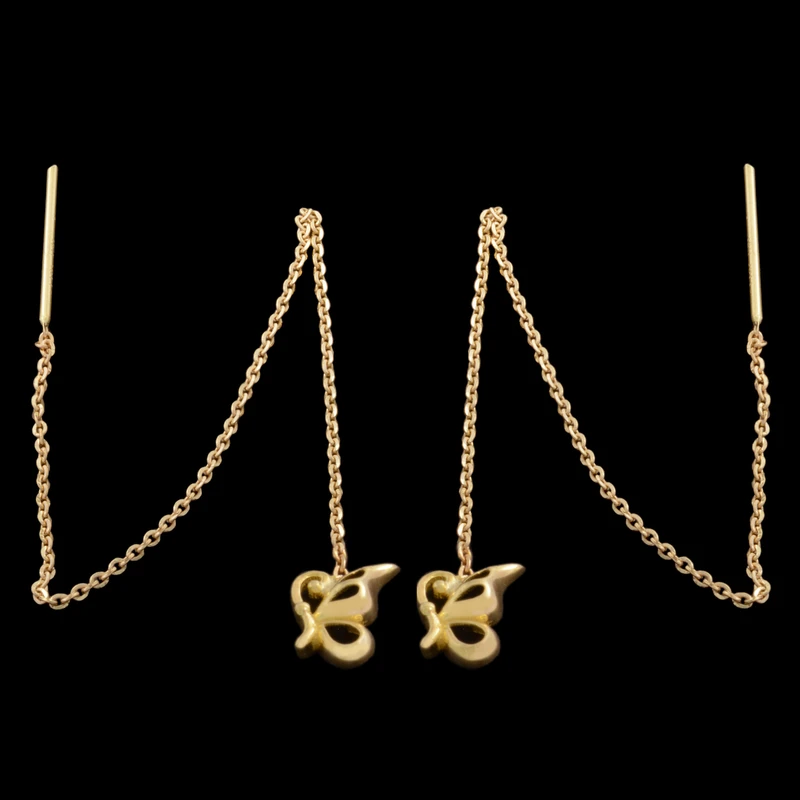 گوشواره بخیه‌ای طلا 18 عیار زنانه طلای مستجابی مدل پروانه اسپرلوس کد T132